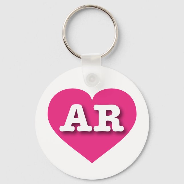 Arkansas Hot Pink Heart - I love AR Key Ring (Front)