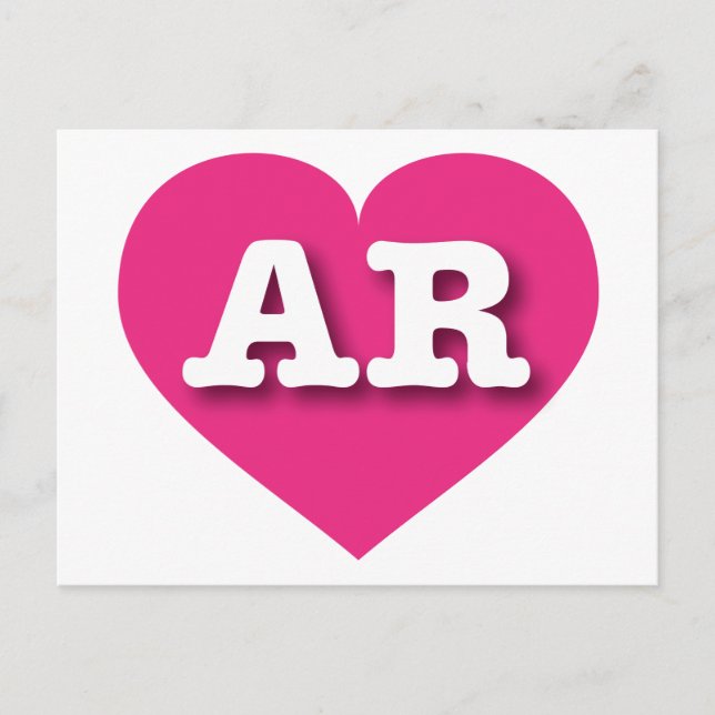 Arkansas Hot Pink Heart - I love AR Postcard (Front)