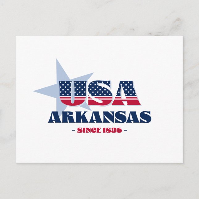 Arkansas in Red, White, and Blue Postcard (Front)