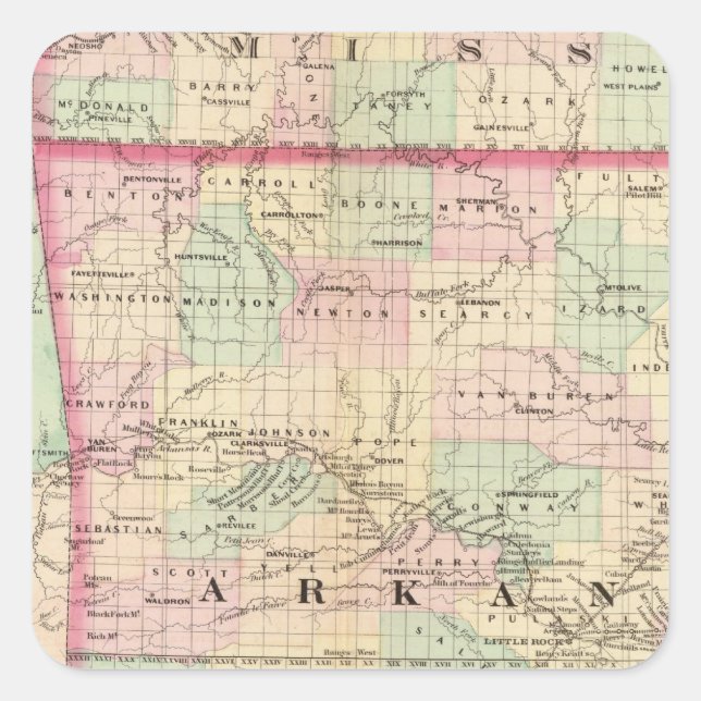 Arkansas, Indian Territory Square Sticker (Front)