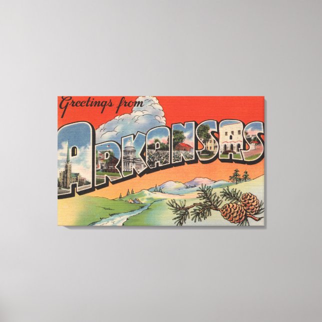 Arkansas (Landscape Scene) - Large Letter Canvas Print (Front)
