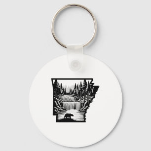 Arkansas Map And Landscape Key Ring