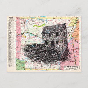 Arkansas Map Art Postcard