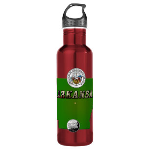 Arkansas Map, Seal and State Quarter 710 Ml Water Bottle