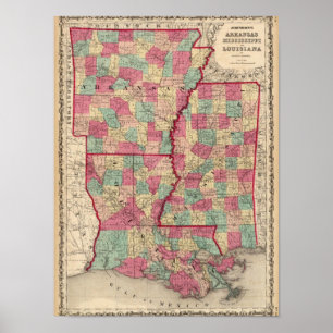Arkansas, Mississippi, and Louisiana Poster