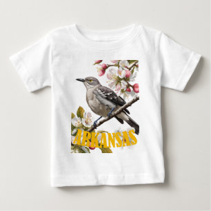 Arkansas Northern Mockingbird Surrounded by Apple  Baby T-Shirt