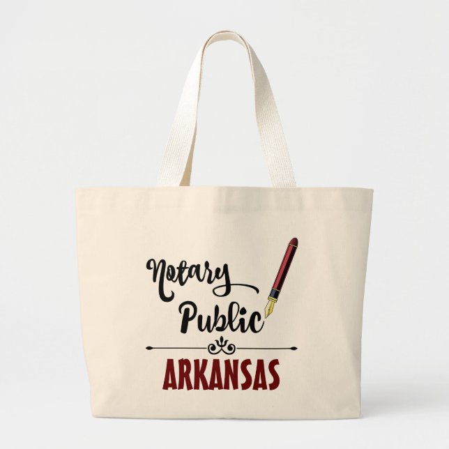Arkansas Notary Public Ink Pen Large Tote Bag (Front)
