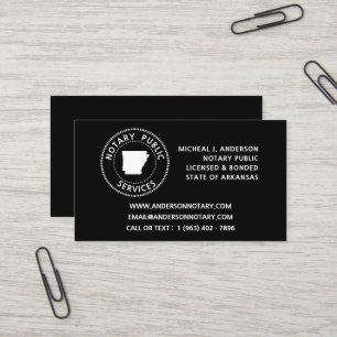 Arkansas Notary Public Services Business Card