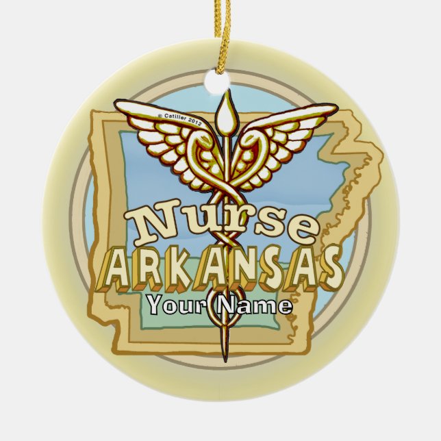 Arkansas Nurse Caduceus Ornament  (Front)
