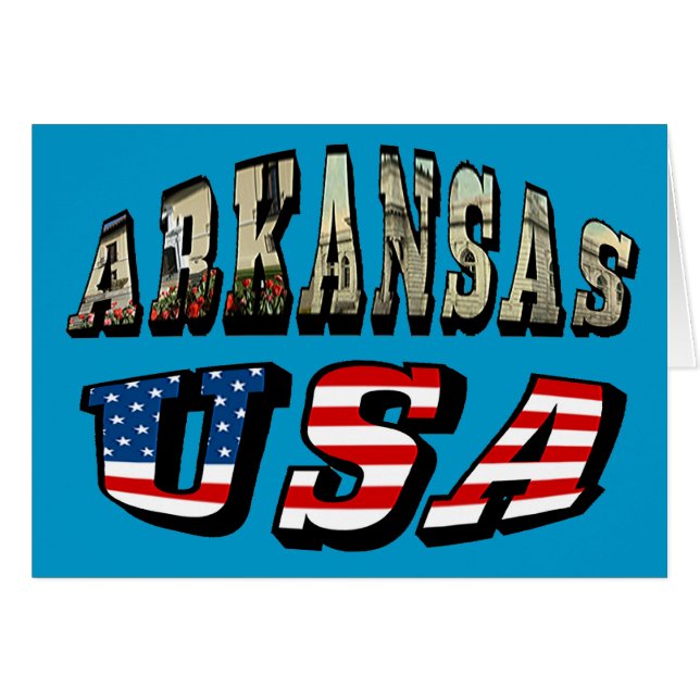 Arkansas Picture and USA Flag Text (Front Horizontal)