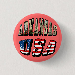 Arkansas Picture and USA Flag Text 3 Cm Round Badge