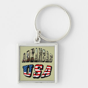 Arkansas Picture and USA Flag Text Key Ring