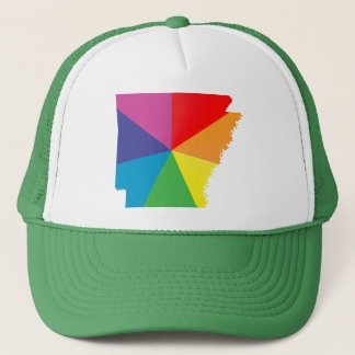 arkansas pride. angled. trucker hat