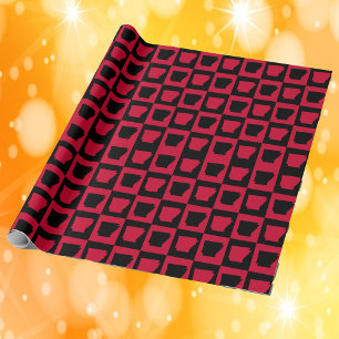 Arkansas Red and Black Checker Pattern Wrapping Paper