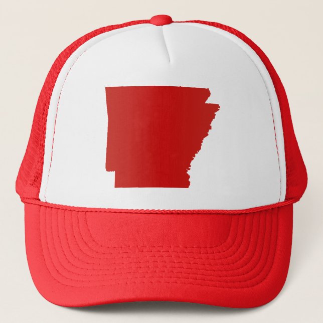 Arkansas Red Snap Back Mesh Trucker Hat (Front)