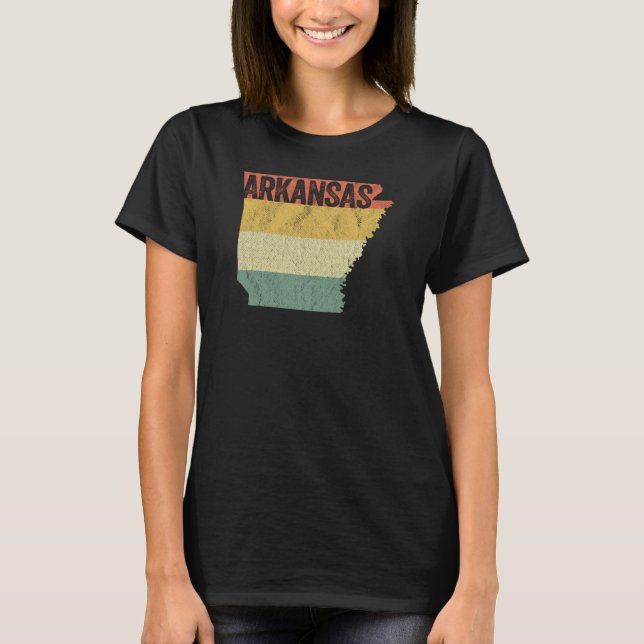Arkansas Retro Sunset Vintage Distressed T-Shirt (Front)