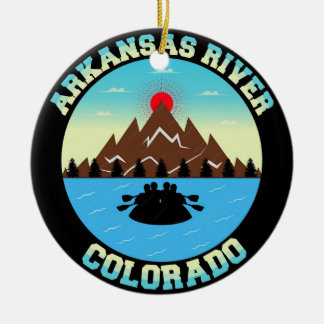 Arkansas River Colorado Adventure Vector T-Shirt Ceramic Tree Decoration