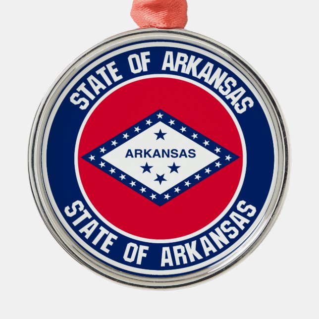 Arkansas Round Emblem Metal Tree Decoration (Front)