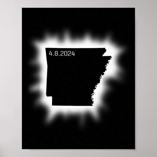 Arkansas Solar Eclipse April 8, 2024 State Outline Poster (Front)