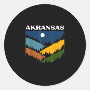 Arkansas Souvenir Hiking Mountains Night Sky Classic Round Sticker