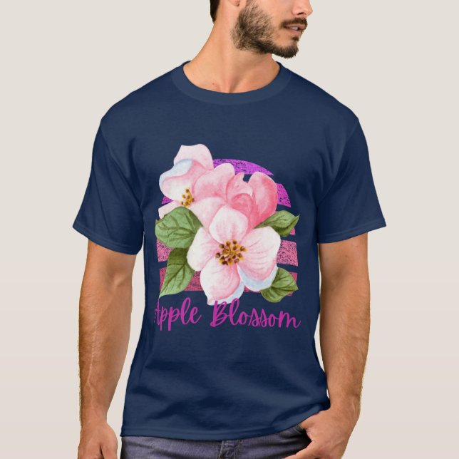 Arkansas State Apple Blossom Flower Watercolor Sti T-Shirt (Front)