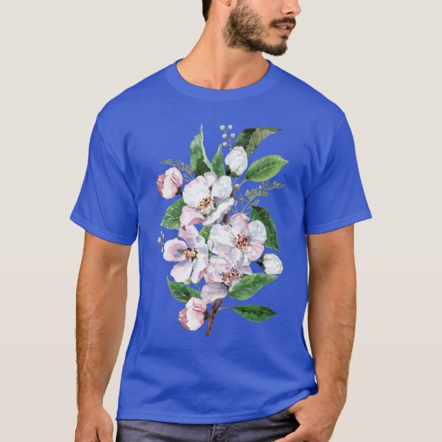 Arkansas State Apple Blossom Flower Watercolor Sti T-Shirt (Front)