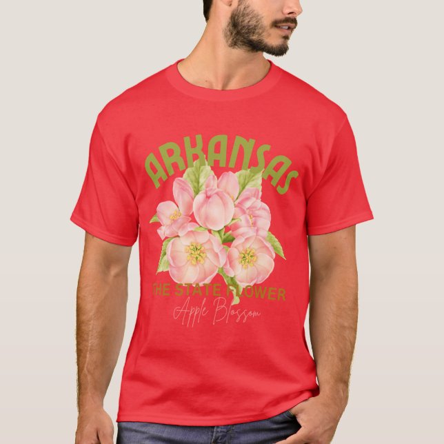Arkansas State Apple Blossom Flower Watercolor Sti T-Shirt (Front)