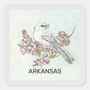 Arkansas state bird and flower square sticker