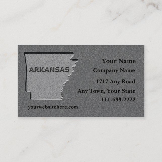 Arkansas State Business card  carved stone look (Front)