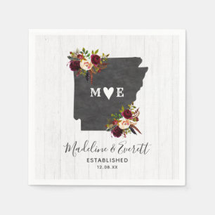 Arkansas State Destination Rustic Wedding Monogram Napkin