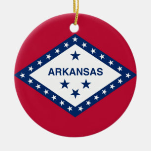 Arkansas State Flag Ceramic Tree Decoration