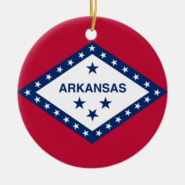 Arkansas State Flag Ceramic Tree Decoration (Front)