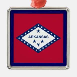 Arkansas State Flag Metal Tree Decoration