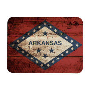 Arkansas State Flag on Old Wood Grain Magnet
