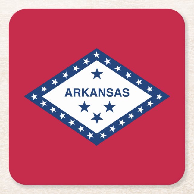 Arkansas State Flag Square Paper Coaster (Front)
