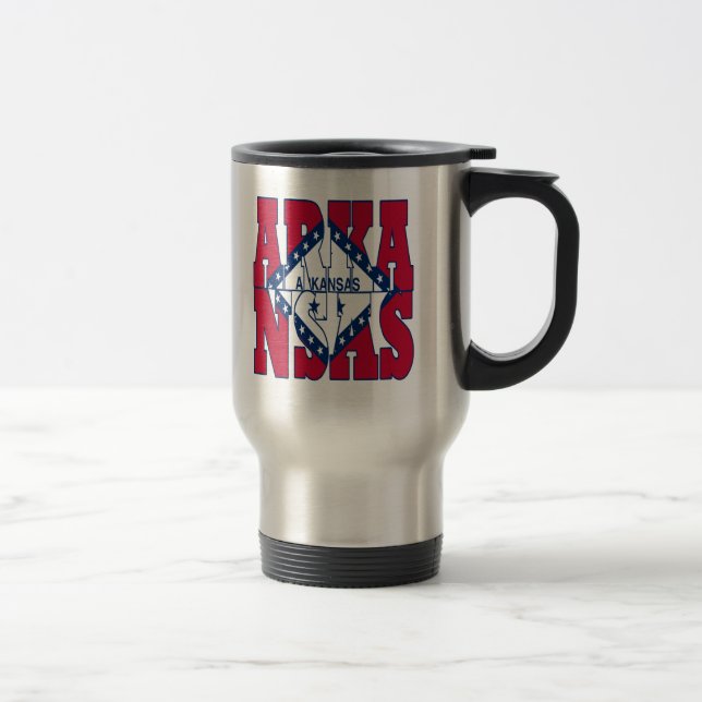 Arkansas state flag text travel mug (Right)