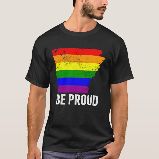Arkansas State Gay Pride Flag LGBT Lesbian Bisexua T-Shirt (Front)