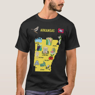 Arkansas state map major cities Tourist Destinatio T-Shirt