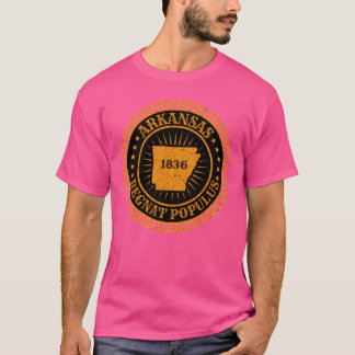 Arkansas State Map Motto Flag Slogan Badge Regnat T-Shirt