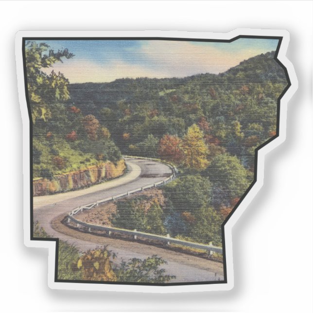 Arkansas State Outline filled with Mountain Road (Front)