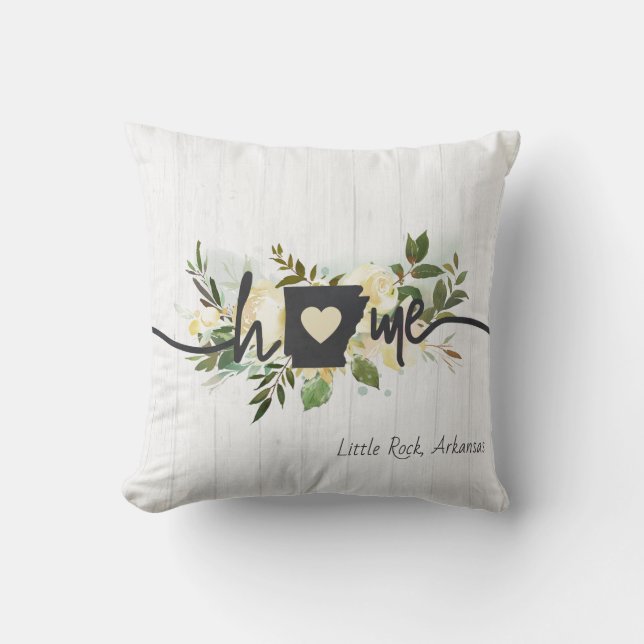 Arkansas State Personalised Your Home City Rustic Cushion (Front)