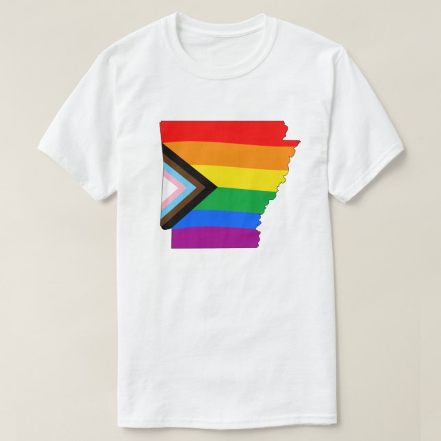 Arkansas State Pride LGBTQ Progress Pride T-Shirt (Design Front)