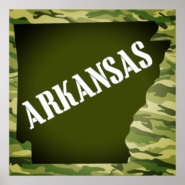 Arkansas State Silhouette Camo Poster (Front)