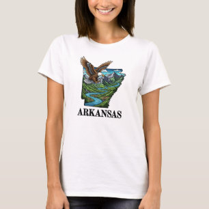 Arkansas State Tattoo Style Bald Eagle Mountains T-Shirt