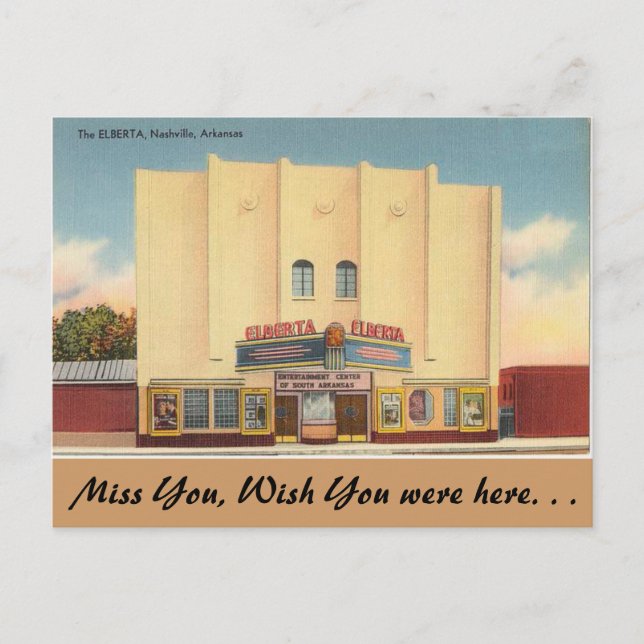 Arkansas, The Elberta Theatre Postcard (Front)