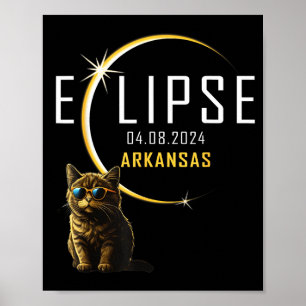 Arkansas Total Solar Eclipse 2024 Funny Cat Gles T Poster
