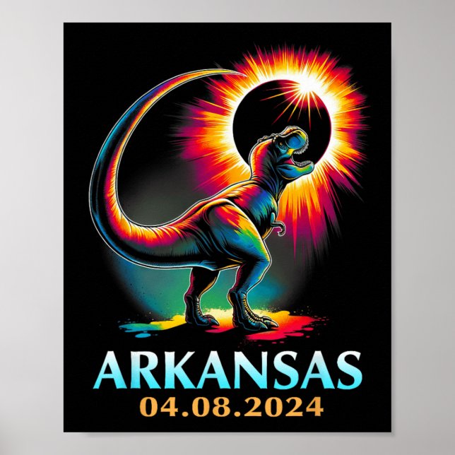 Arkansas Totality Total Solar Eclipse 2024 T Rex D Poster (Front)