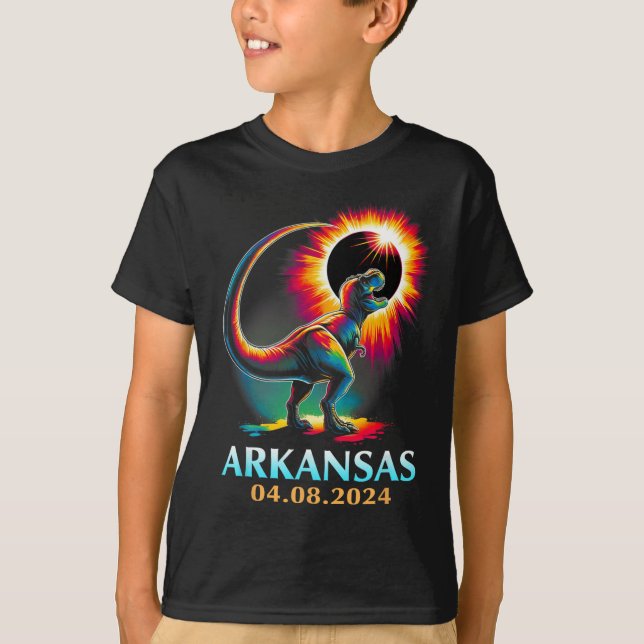 Arkansas Totality Total Solar Eclipse 2024 T Rex D T-Shirt (Front)