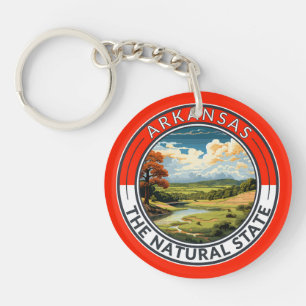 Arkansas Travel Art Badge Key Ring