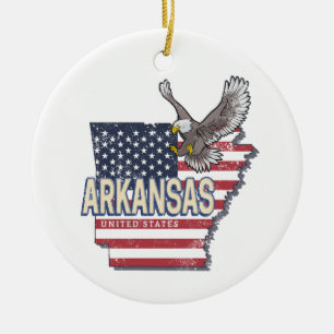 Arkansas United States Retro Map Vintage USA Ceramic Tree Decoration